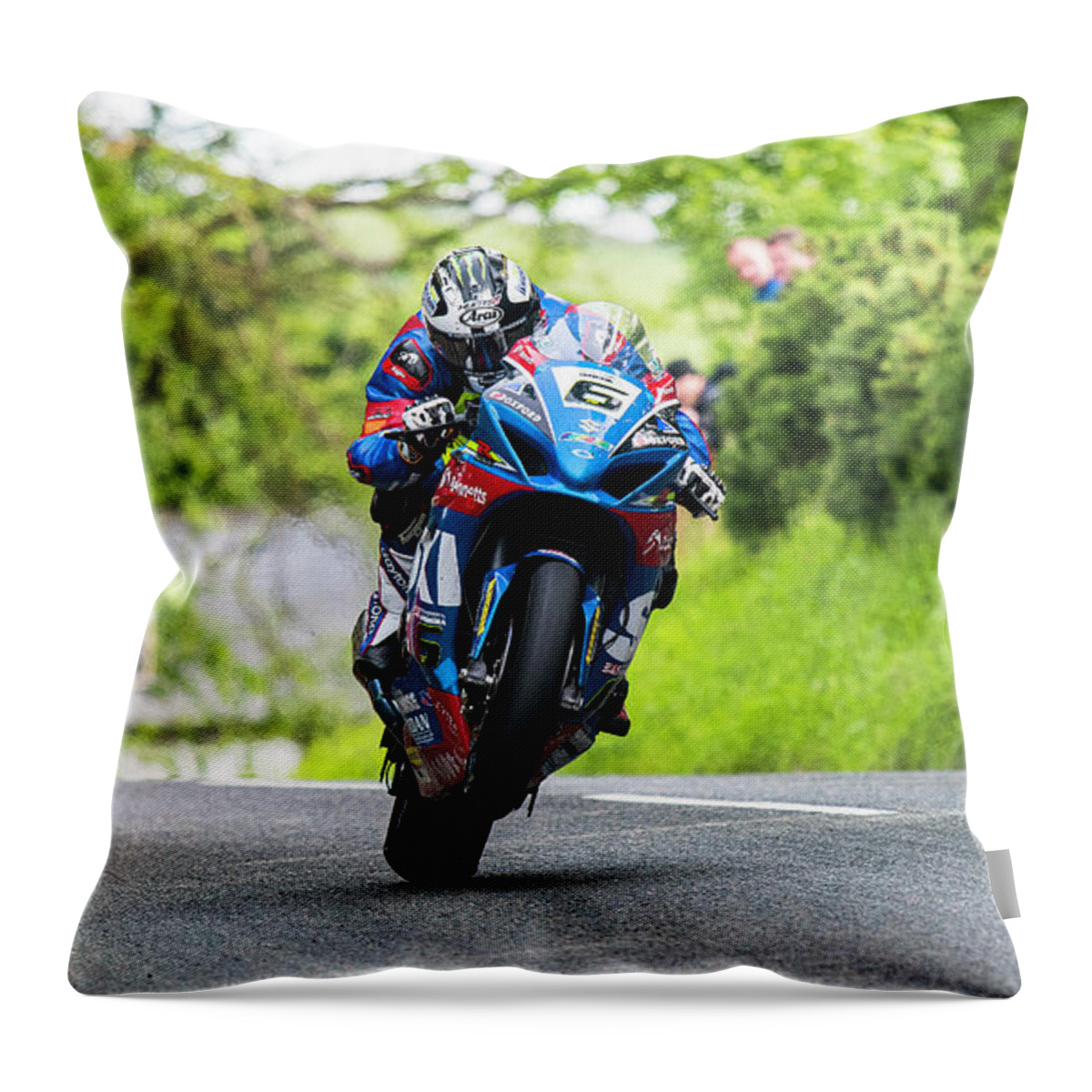 Barregarrow Throw Pillow featuring the photograph Michael Dunlop TT 2017 by Tony Goldsmith