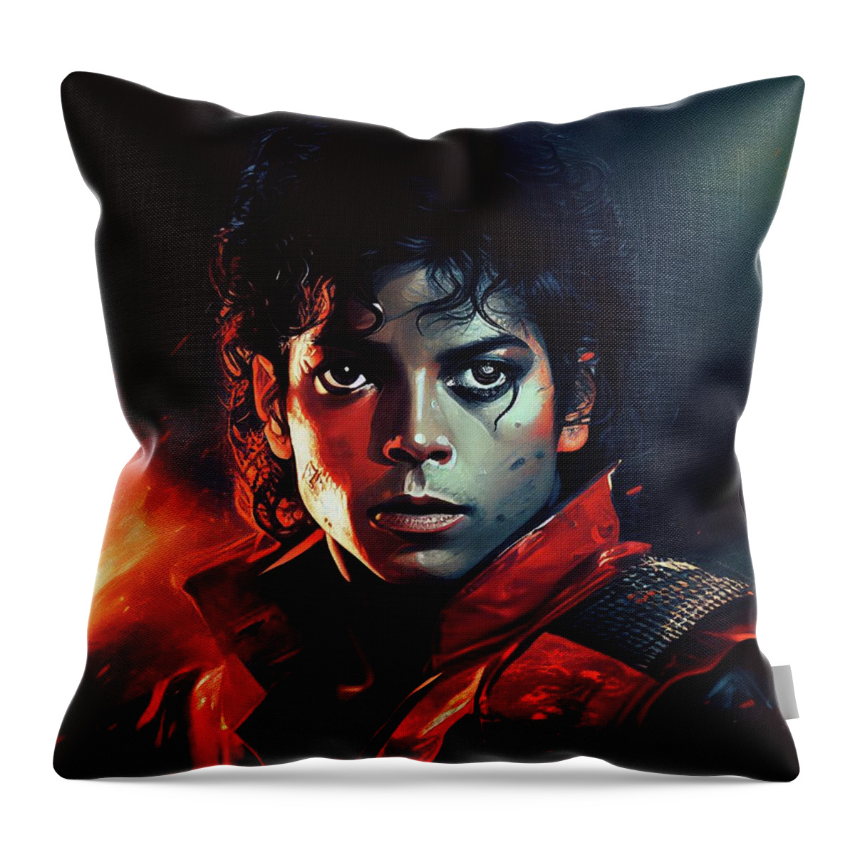 Michael Jackson Throw Pillow featuring the painting Michael Jackson No.2 by My Head Cinema