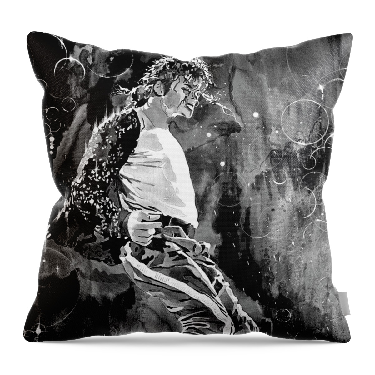 Michael Jackson Throw Pillow featuring the painting Michael Jackson Step by David Lloyd Glover