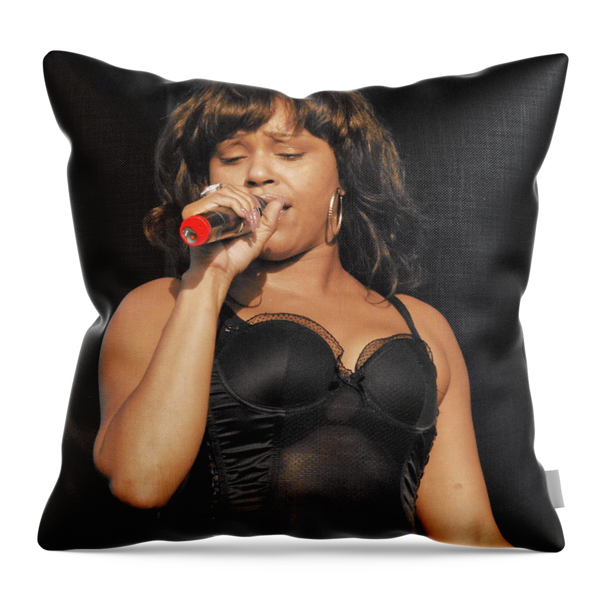 Public Enemy Throw Pillow featuring the photograph Michie Mee with Public Enemy by Andrea Kollo