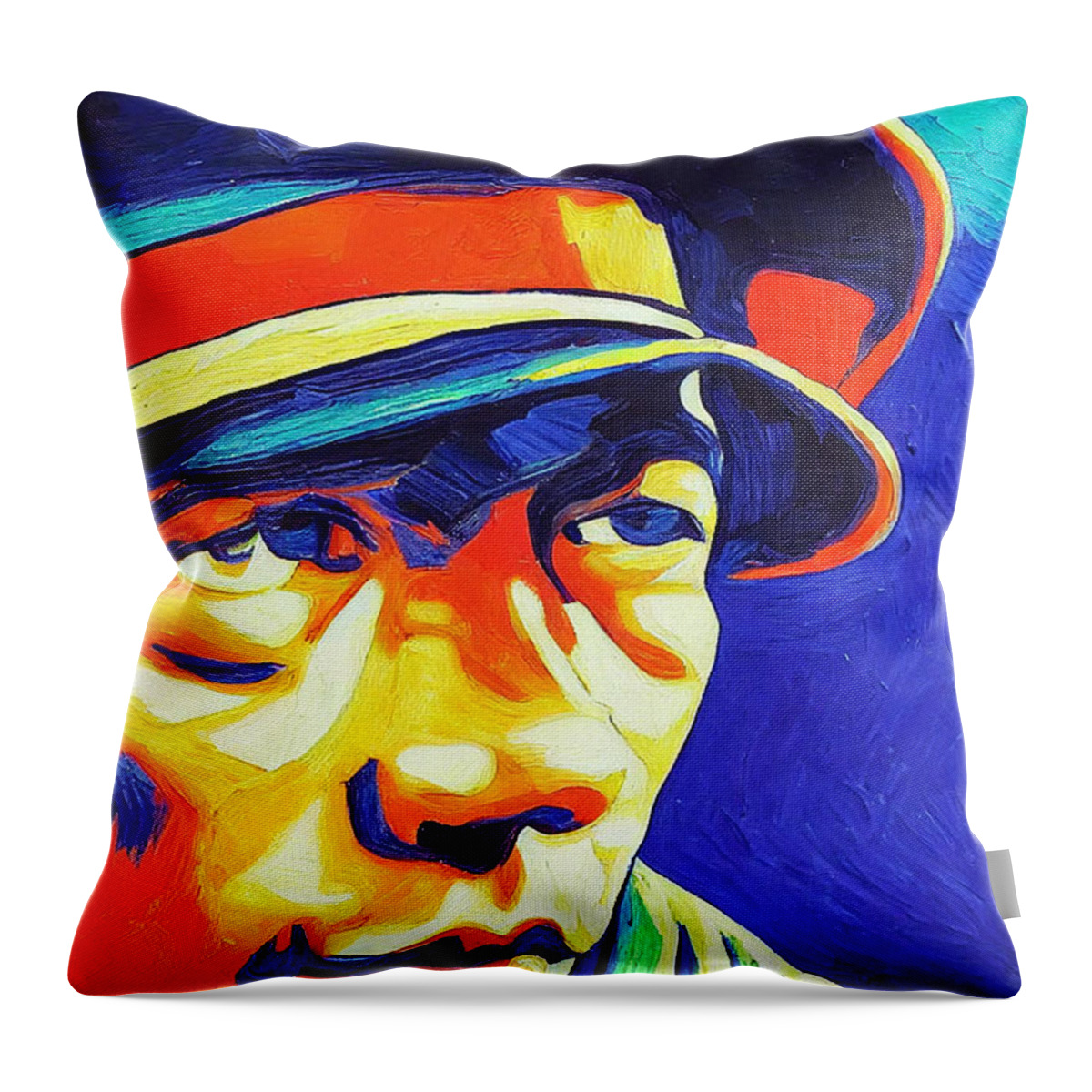 Mickey Mantle Oil Painting In The Style Décor Throw Pillow featuring the painting MICKEY MANTLE oil painting in the style inspire 0432c53703 3e6459 6450432d 04364535 ab55 by Celestial Images