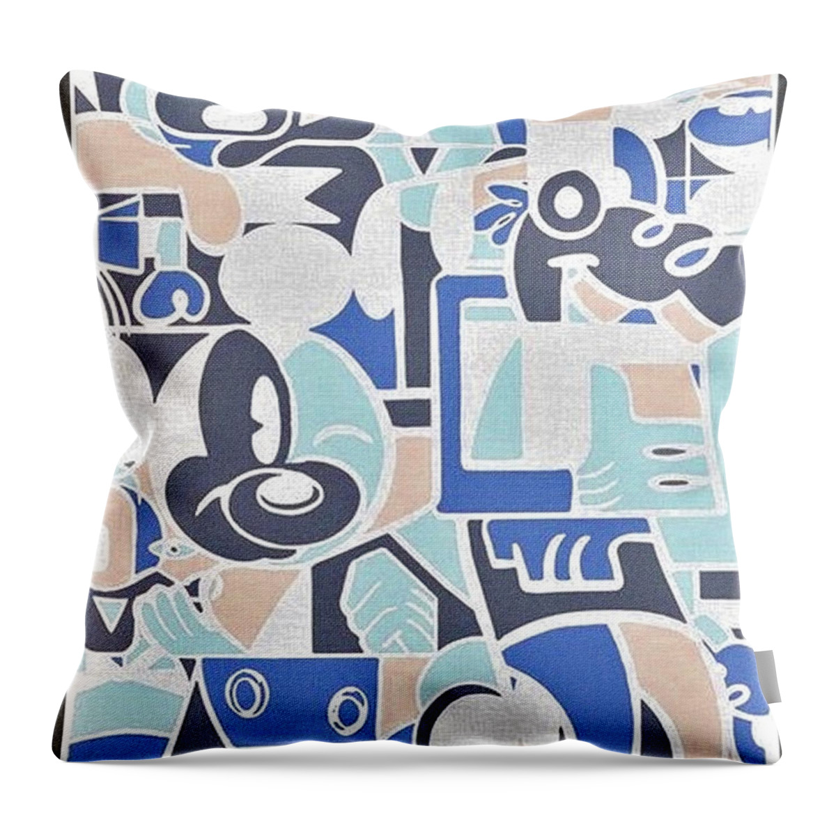 Mickey Mouse Throw Pillow featuring the photograph MICKEY MOUSE PICASSO in NEGATIVE by Rob Hans