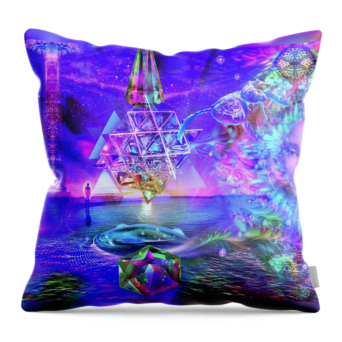 Jean-luc Bozzoli Throw Pillow featuring the digital art Microcosm by Jean-Luc Bozzoli