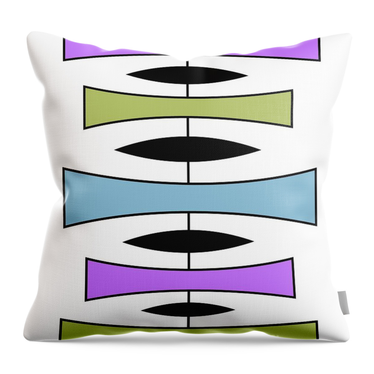 Mid Century Modern Throw Pillow featuring the digital art Mid Century Modern Trapezoids in Cool Colors by Donna Mibus
