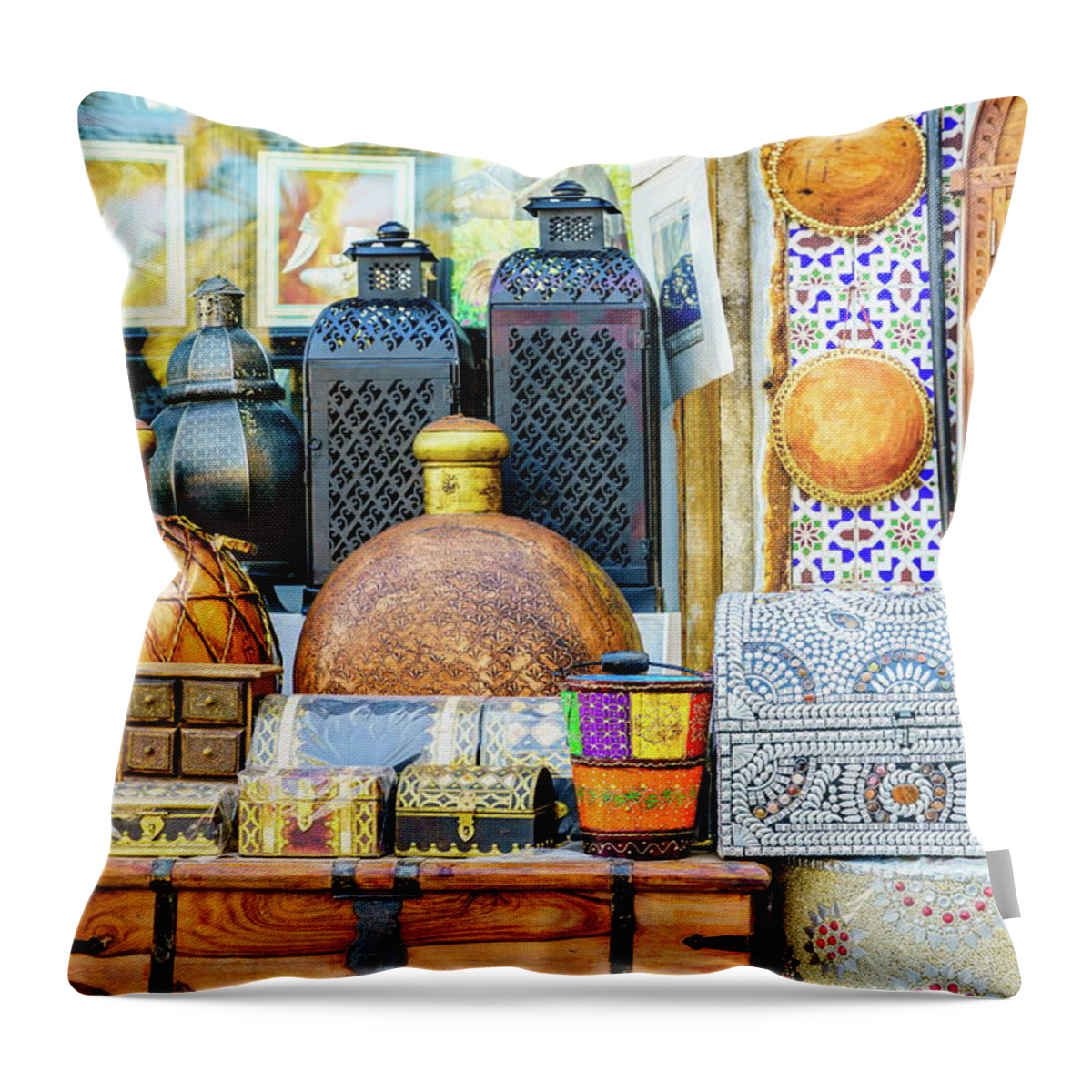 Arabian Throw Pillow featuring the photograph Middle Eastern souvenirs by Alexey Stiop