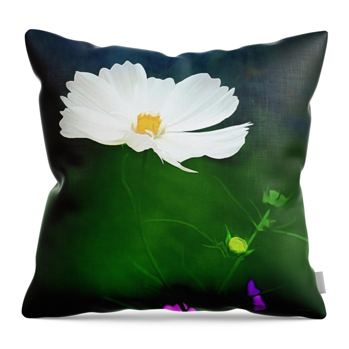 White Cosmos Throw Pillow featuring the digital art Midnight Cosmos by Anita Pollak