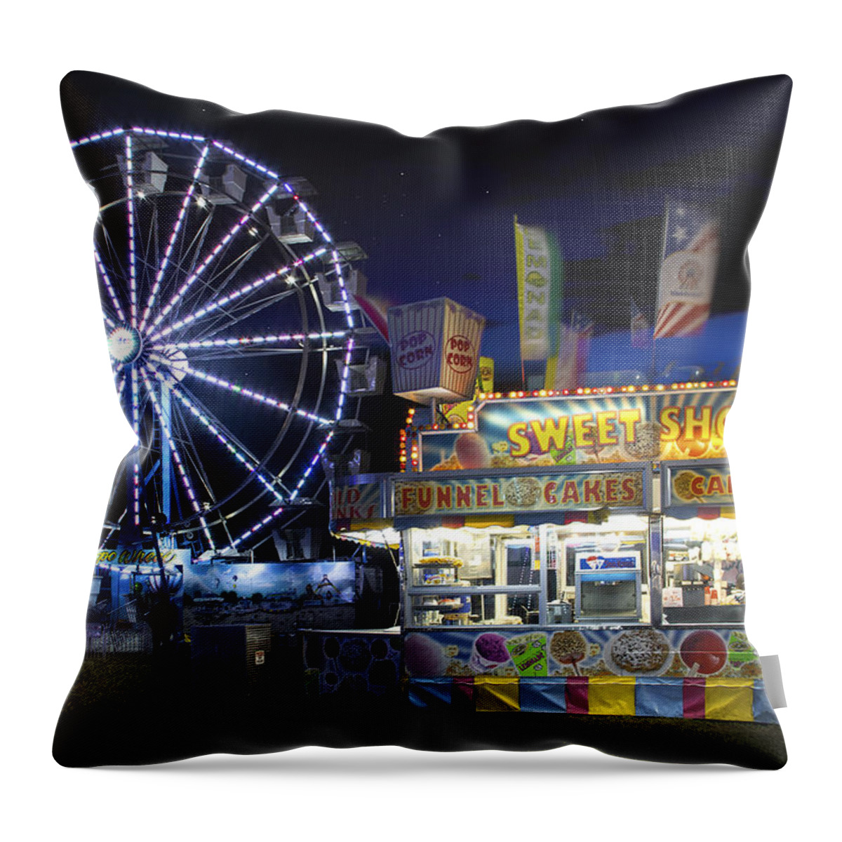 County Fair Throw Pillow featuring the photograph Midway Sweet Shoppe by Mark Andrew Thomas