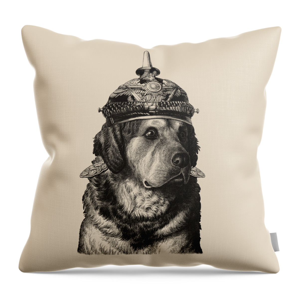 Dog Throw Pillow featuring the digital art Military Dog by Madame Memento