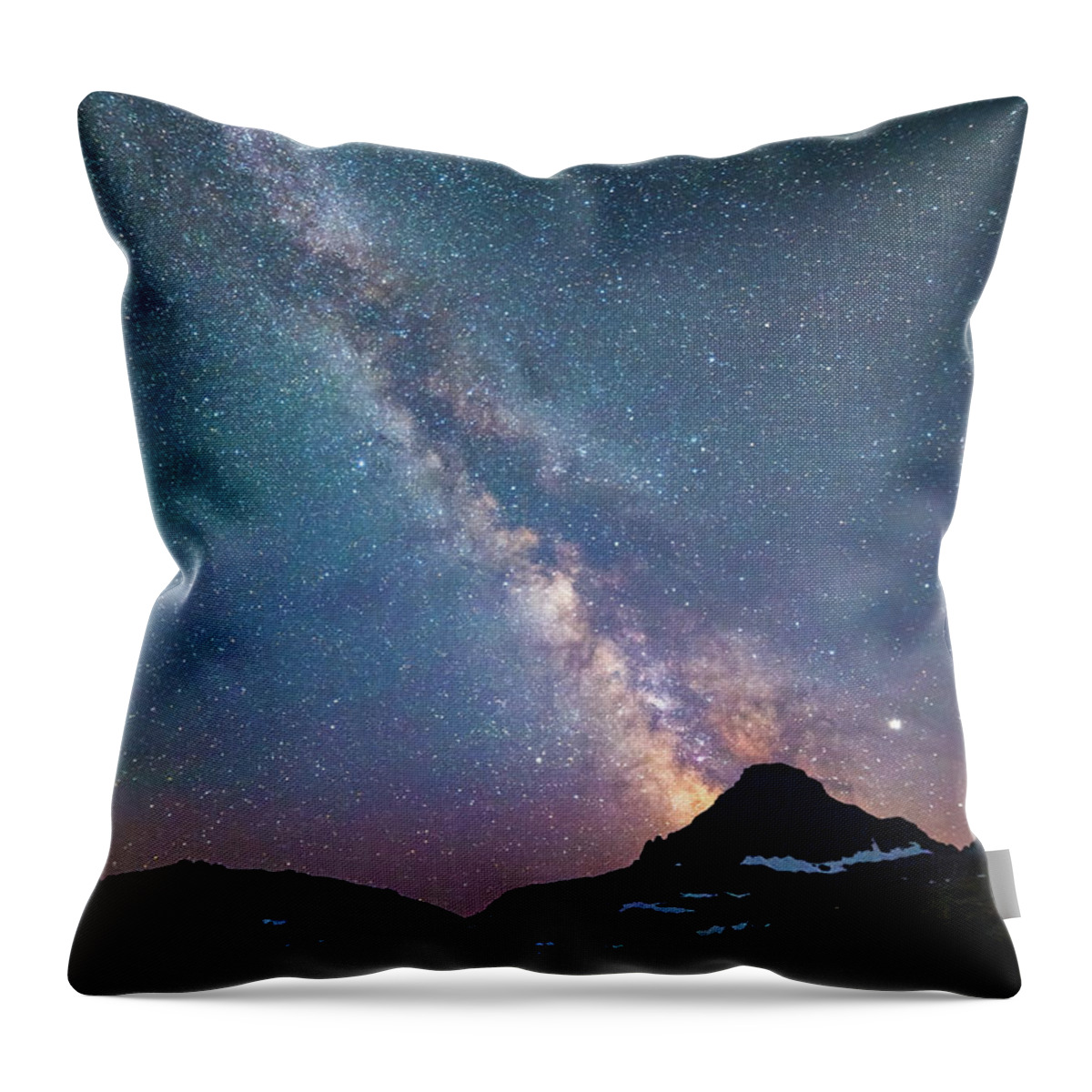 Milky Way Throw Pillow featuring the photograph Milky Way over Glacier National Park by Robert Miller