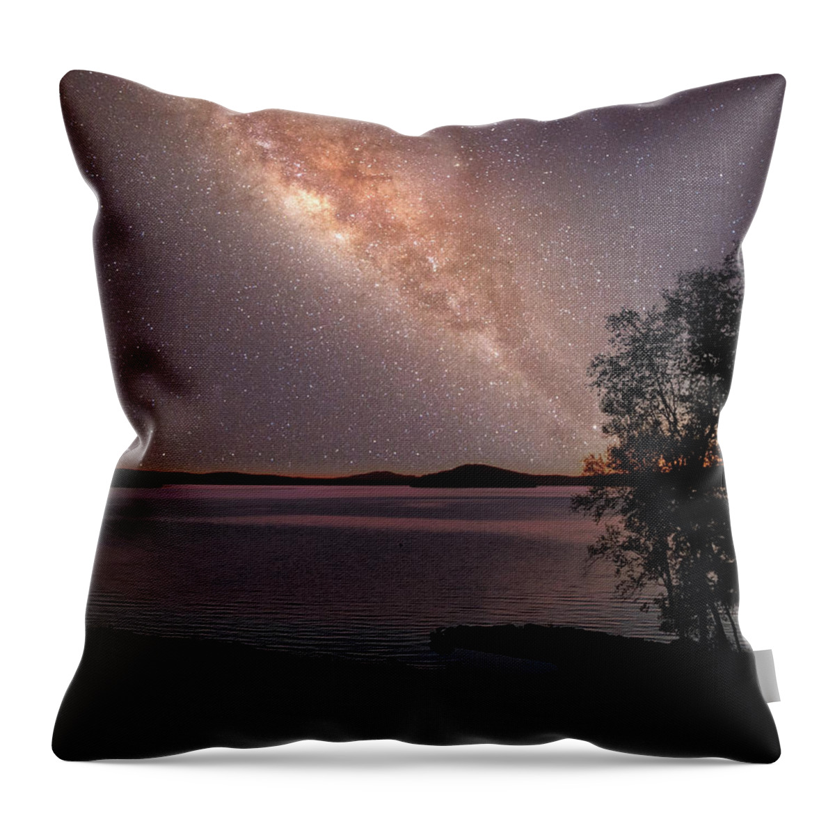 Milky Way Throw Pillow featuring the photograph Milky Way Over Maine by Russel Considine