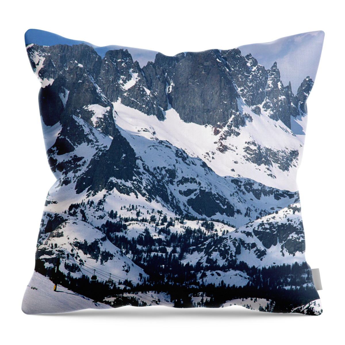 Minarets Throw Pillow featuring the photograph Minarets, Mammoth Mountain Ski Area, Chairlift 18, Mammoth Lakes by Bonnie Colgan