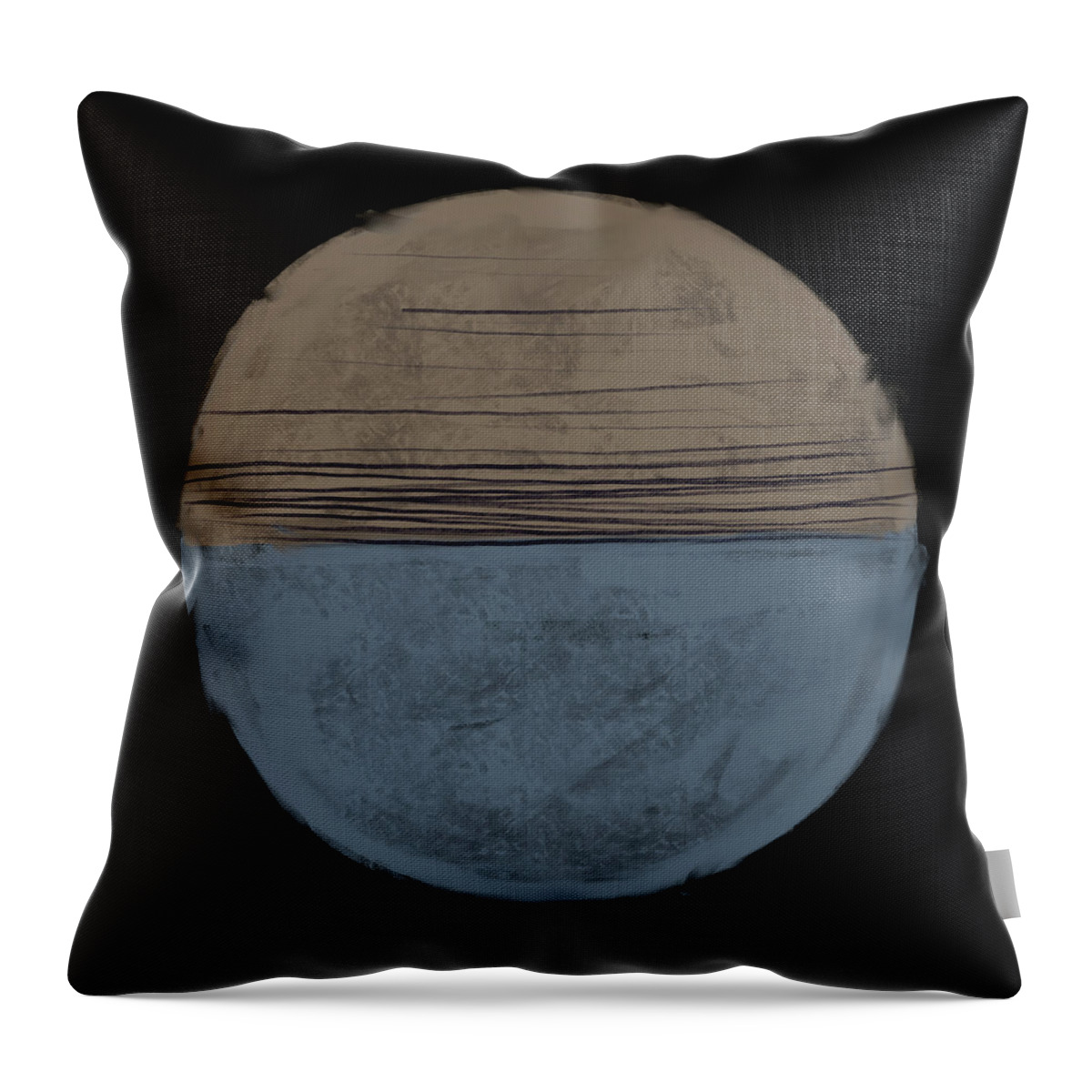 Abstract Throw Pillow featuring the digital art Minimal Abstract Painting with a Split Circle - No2 by Studio Grafiikka