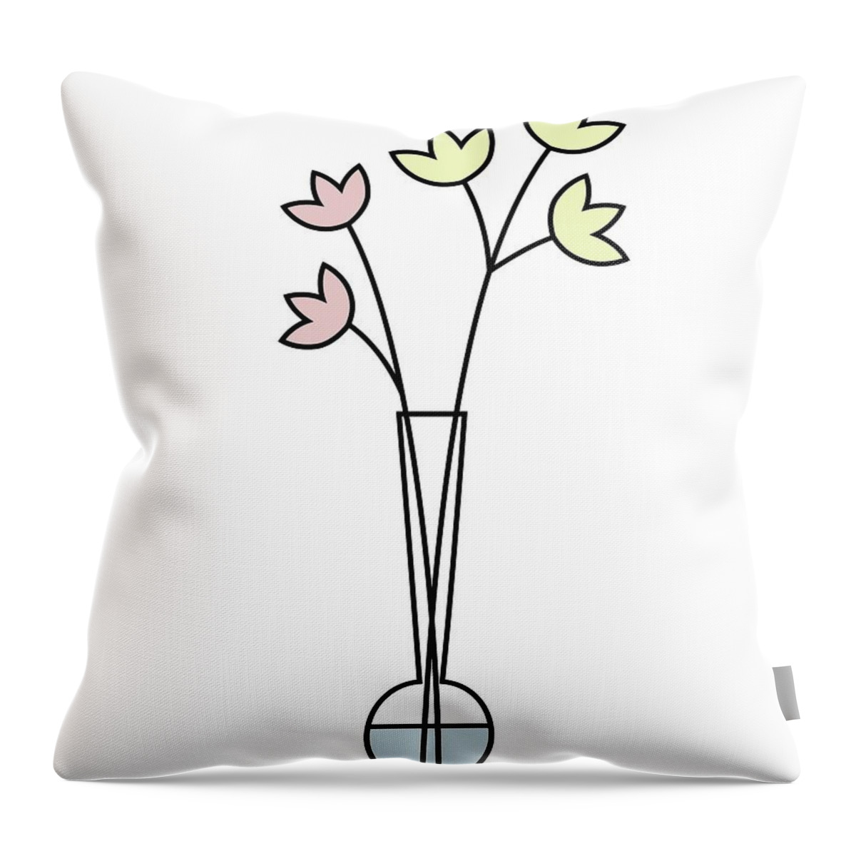 Minimalistic Design Throw Pillow featuring the digital art Minimal Plant in Vase 3 by Donna Mibus