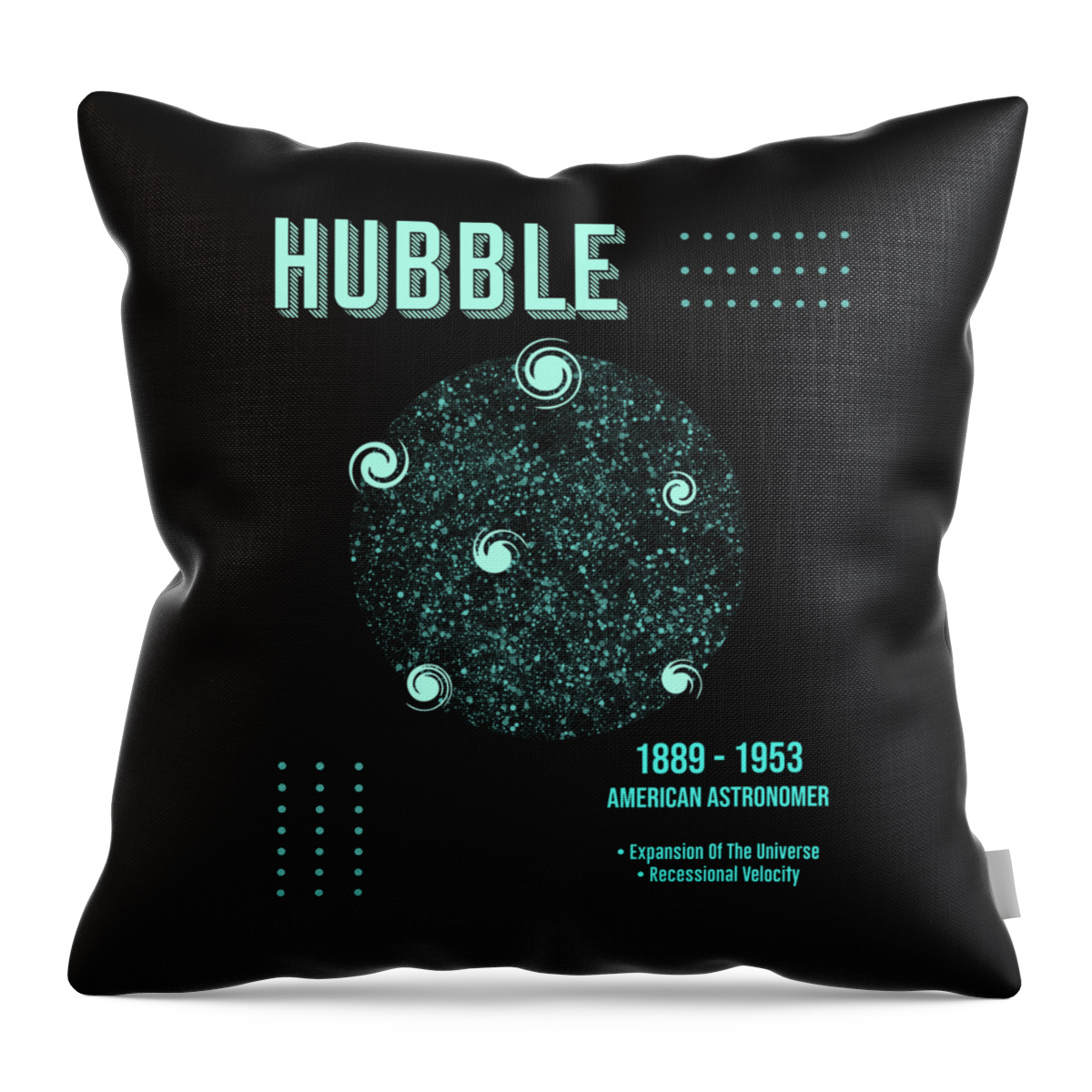 Science Posters Throw Pillow featuring the digital art Minimal Science Poster - Edwin Hubble - Astronomer, expansion of the universe by Studio Grafiikka