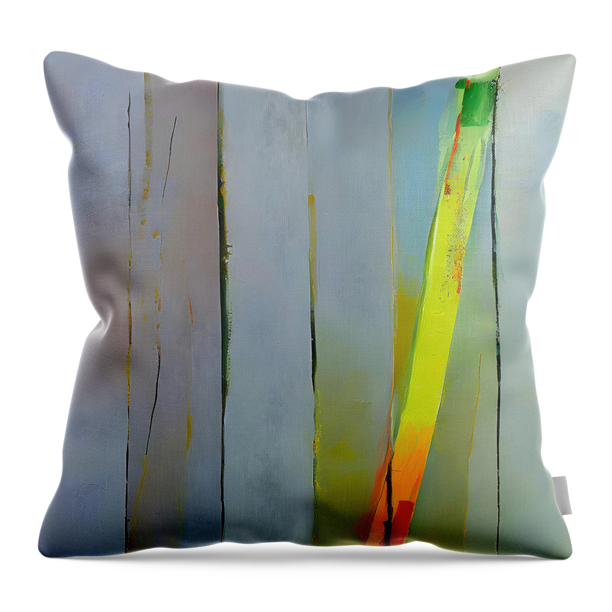 Abstract Throw Pillow featuring the painting Minimalist Linear Abstract by Abstract Factory