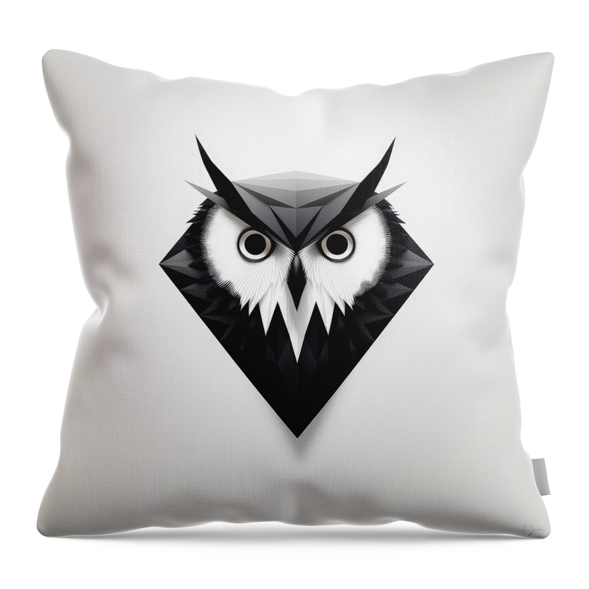 Owl Modern Art Throw Pillow featuring the painting Minimalist Owl by Lourry Legarde