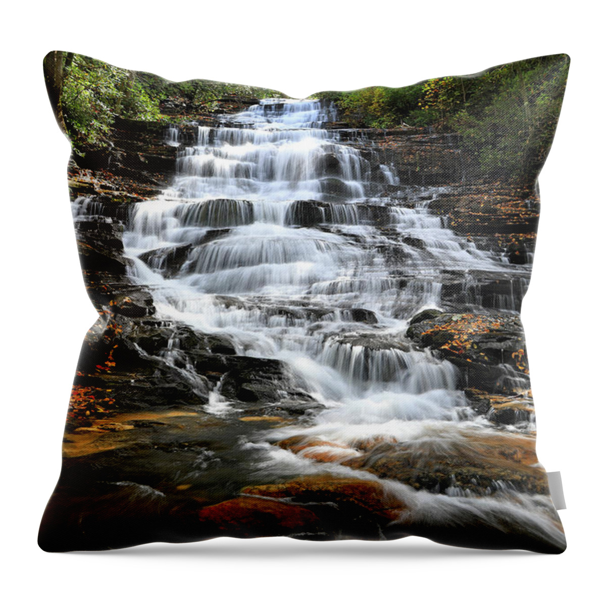 Waterfall Throw Pillow featuring the photograph Minnehaha Waterfall - Georgia by Richard Krebs