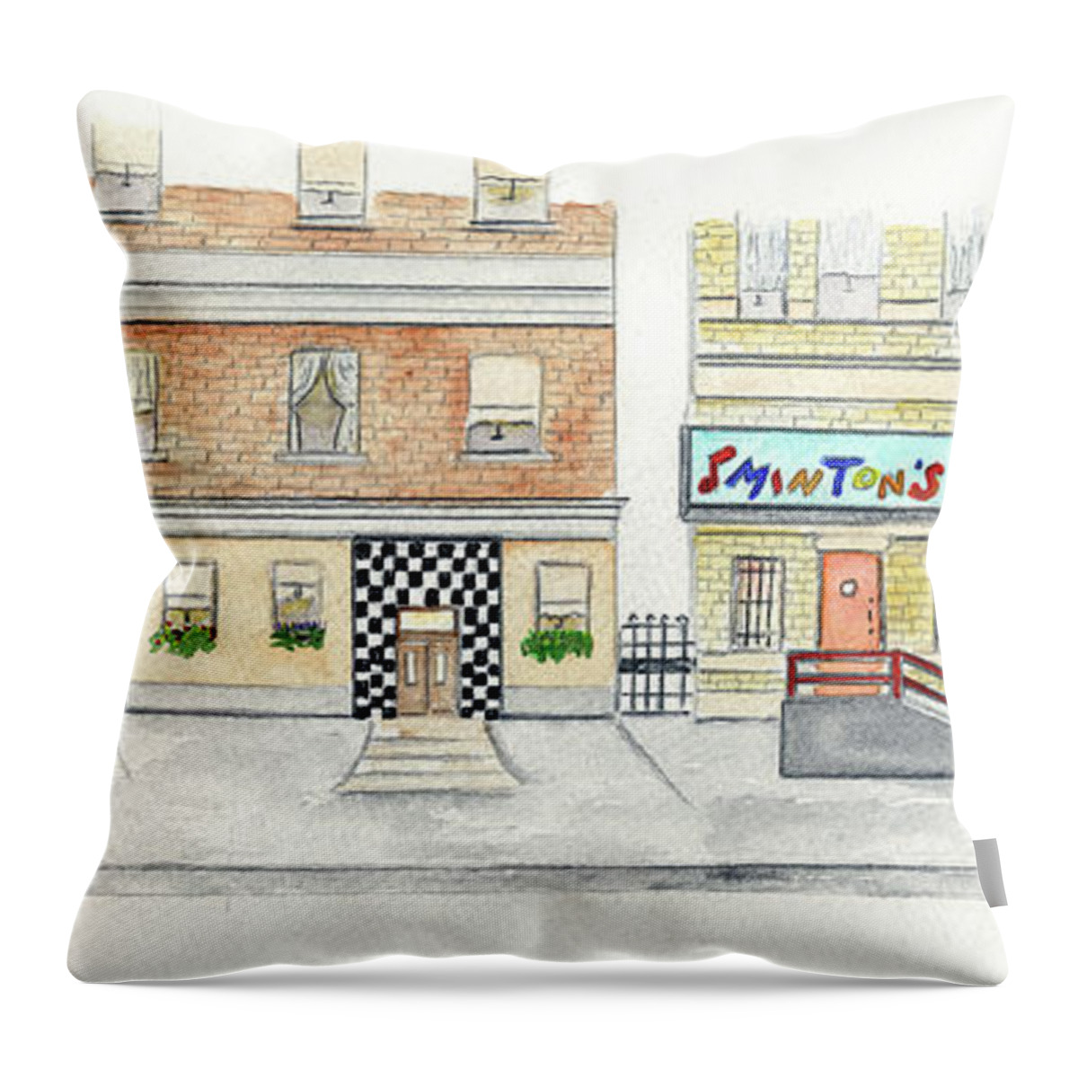 Minton's Throw Pillow featuring the painting Minton's Jazz Club on 118th Street in Harlem by Afinelyne