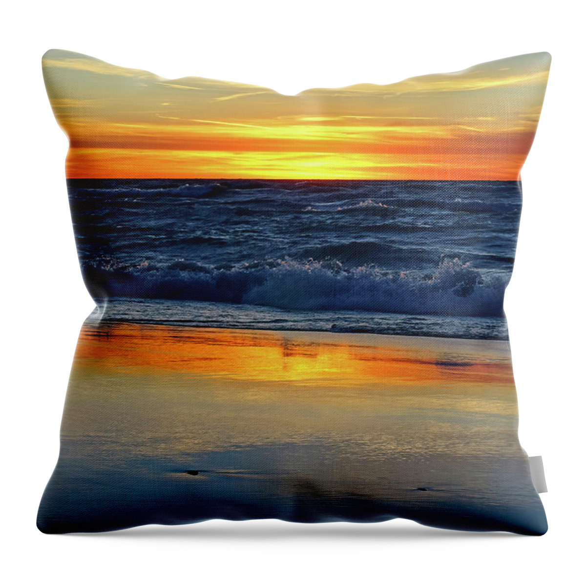Lake Michigan Throw Pillow featuring the photograph Mirror Lake Michgan Sunset by Kathi Mirto