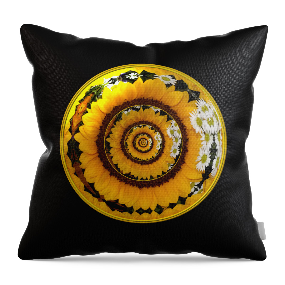 Sunflowers Throw Pillow featuring the photograph Mirrored Sunflower under glass 1 by Rose Santuci-Sofranko