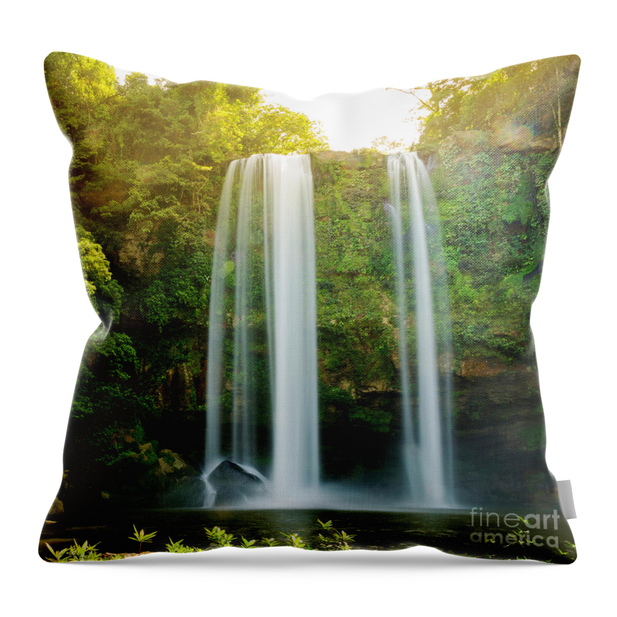 Landscape Throw Pillow featuring the photograph Misol Ha Waterfall Palenque by THP Creative