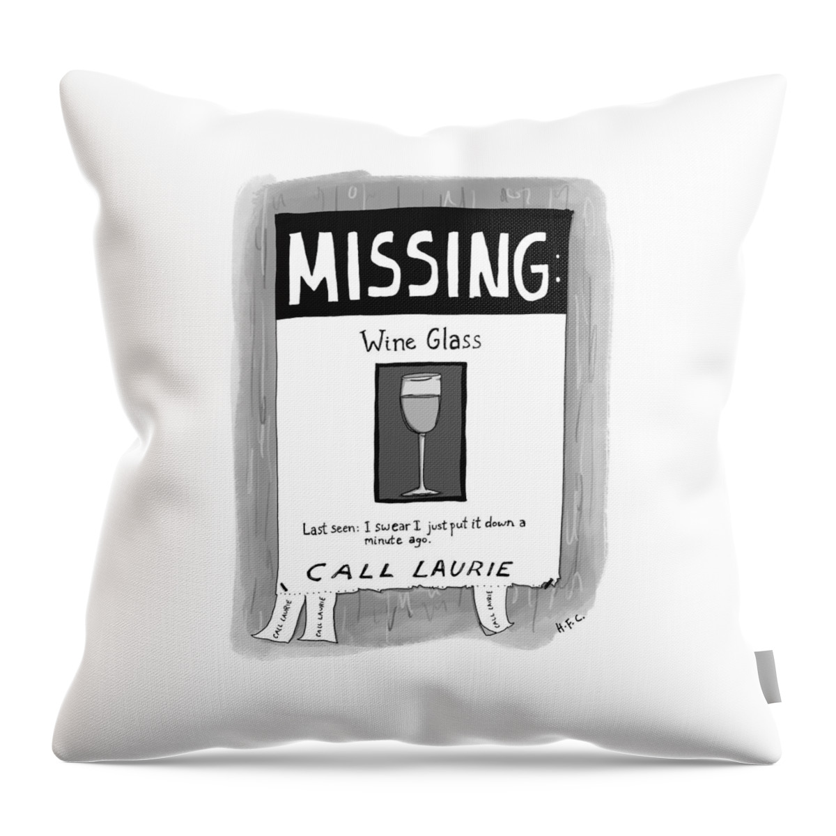 Missing Wine Glass Throw Pillow