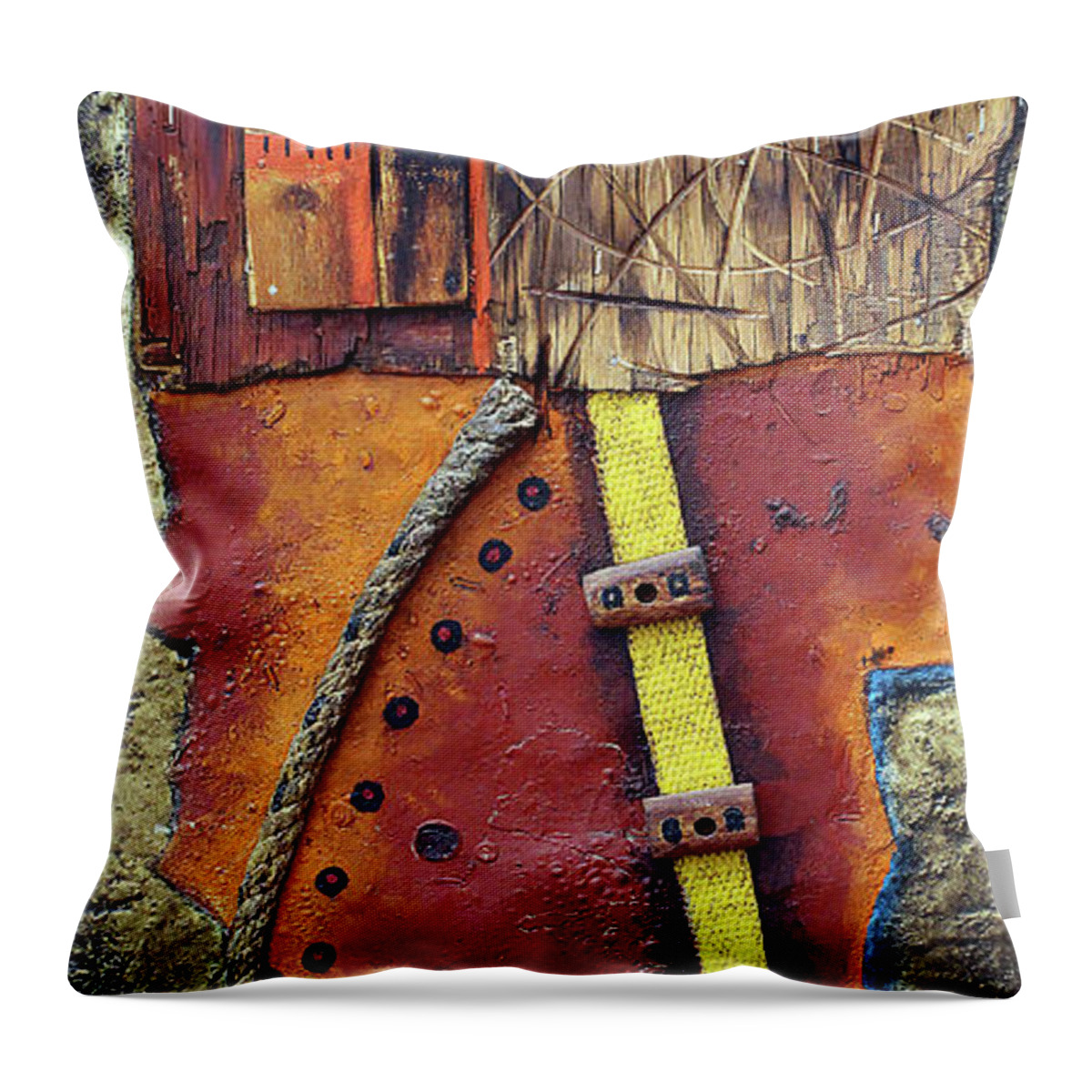 African Art Throw Pillow featuring the painting Mission Control by Michael Nene