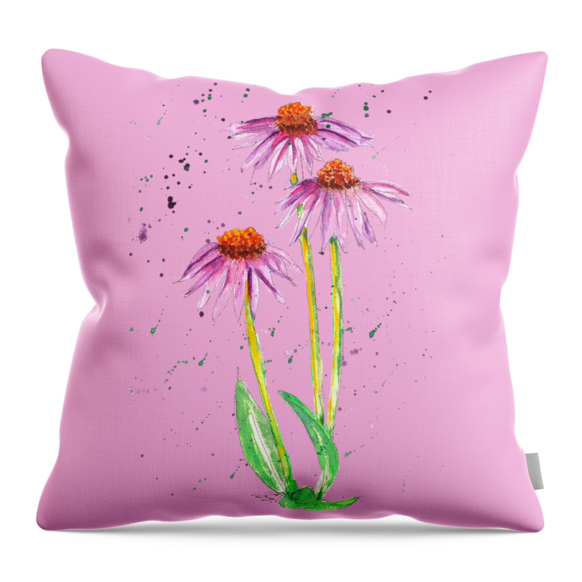 Cone Flower Throw Pillow featuring the painting Missouri Cone Flower by Petra Stephens