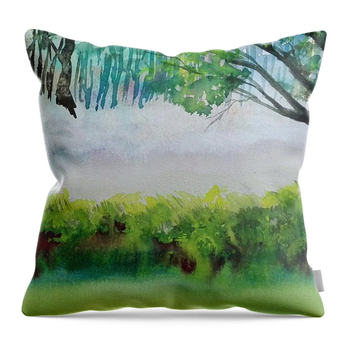Mist Throw Pillow featuring the painting Mist by Sandie Croft