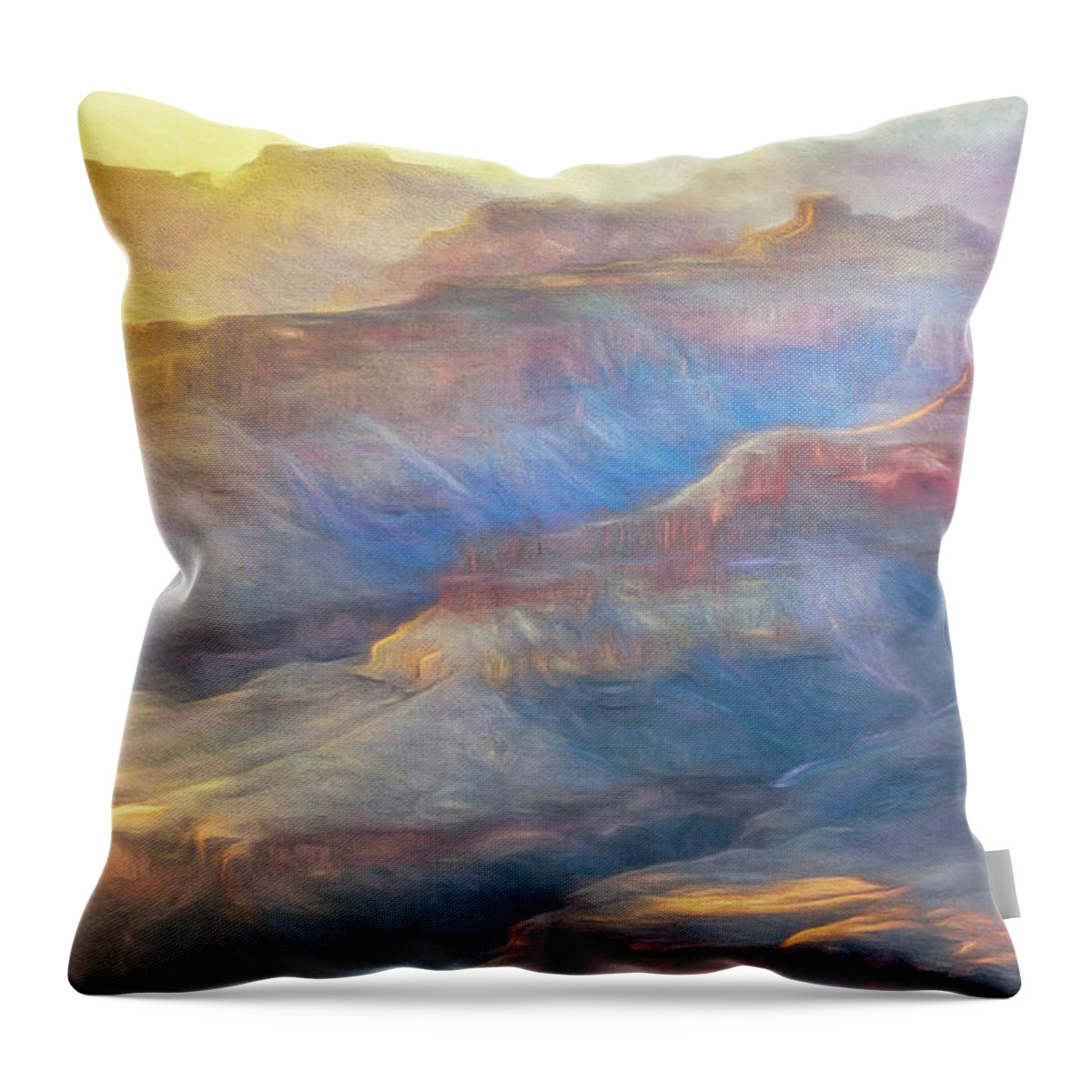 Grand Canyon Arizona Sunset Throw Pillow featuring the photograph Misty Sunset Shadows by Kevin Lane
