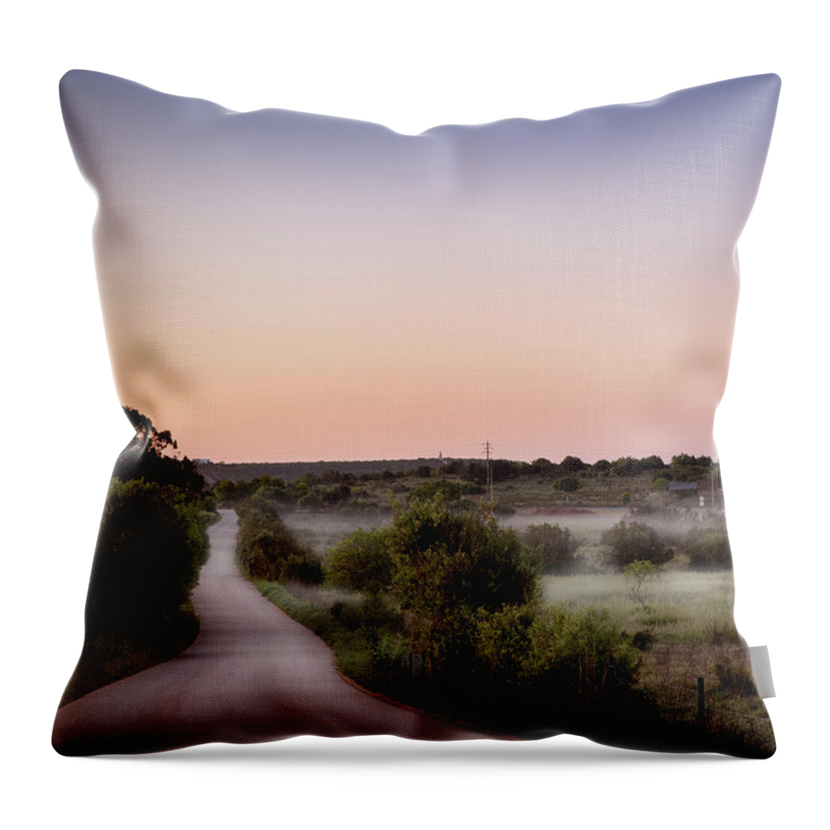 Portugal Throw Pillow featuring the photograph Misty morning in Portugal by Naomi Maya