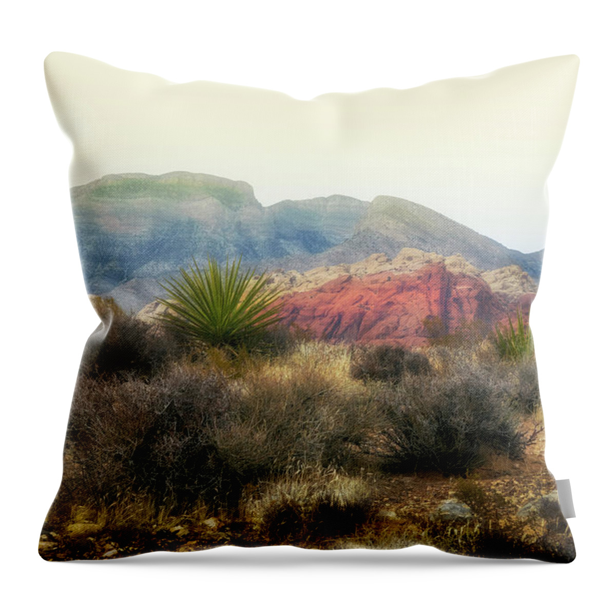 Sunset Throw Pillow featuring the photograph Misty Sunset in the Desert by Frank Wilson