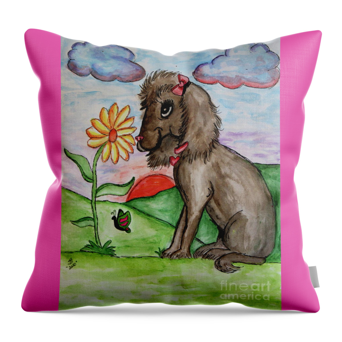 Dog Throw Pillow featuring the painting Mocha by Sheri Simmons