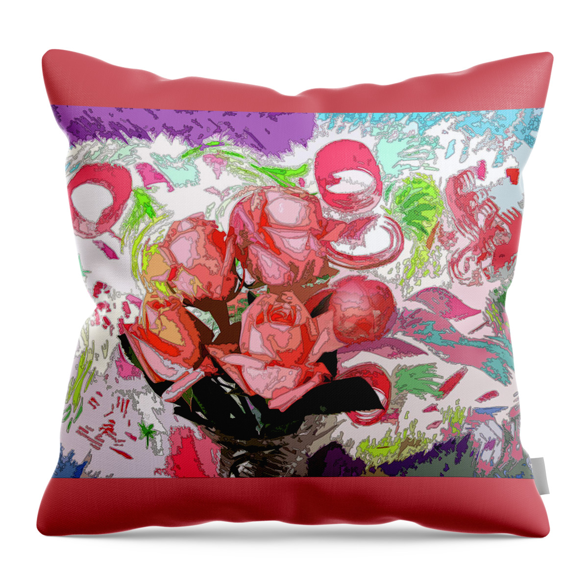 Flower Throw Pillow featuring the photograph Mod Floral Bouquet by Corinne Carroll
