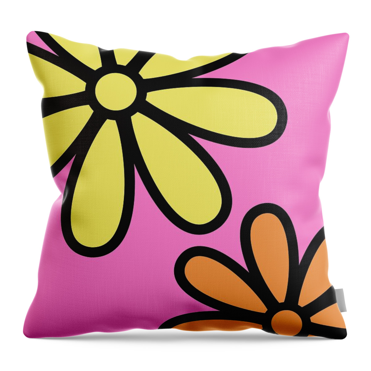 Mod Throw Pillow featuring the digital art Mod Flowers 3 on Pink by Donna Mibus