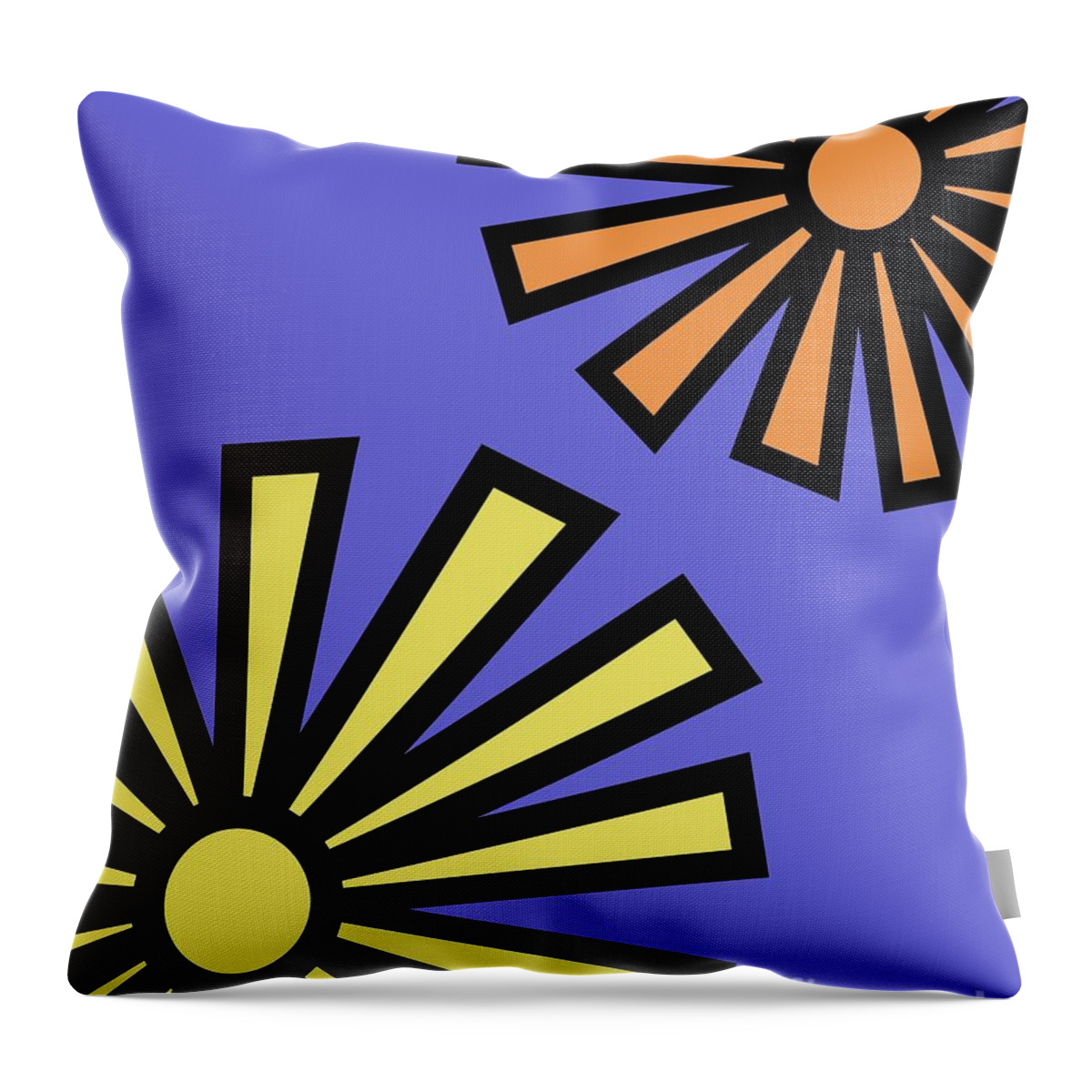 Mod Throw Pillow featuring the digital art Mod Flowers 4 on Twilight by Donna Mibus