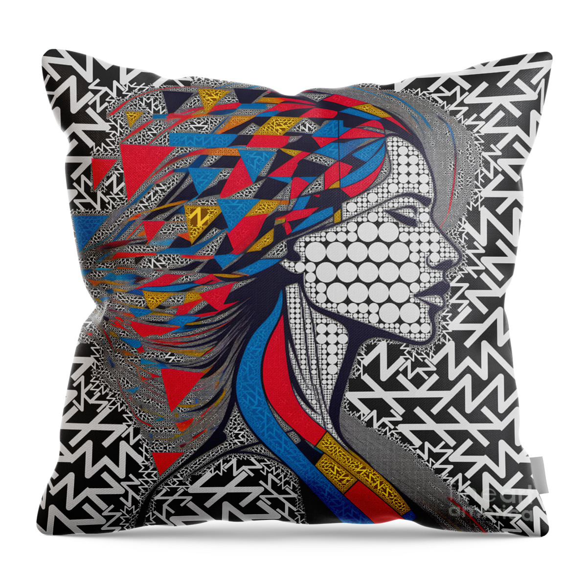 Abstract Throw Pillow featuring the digital art Modern Abstract Portrait - 02795 by Philip Preston