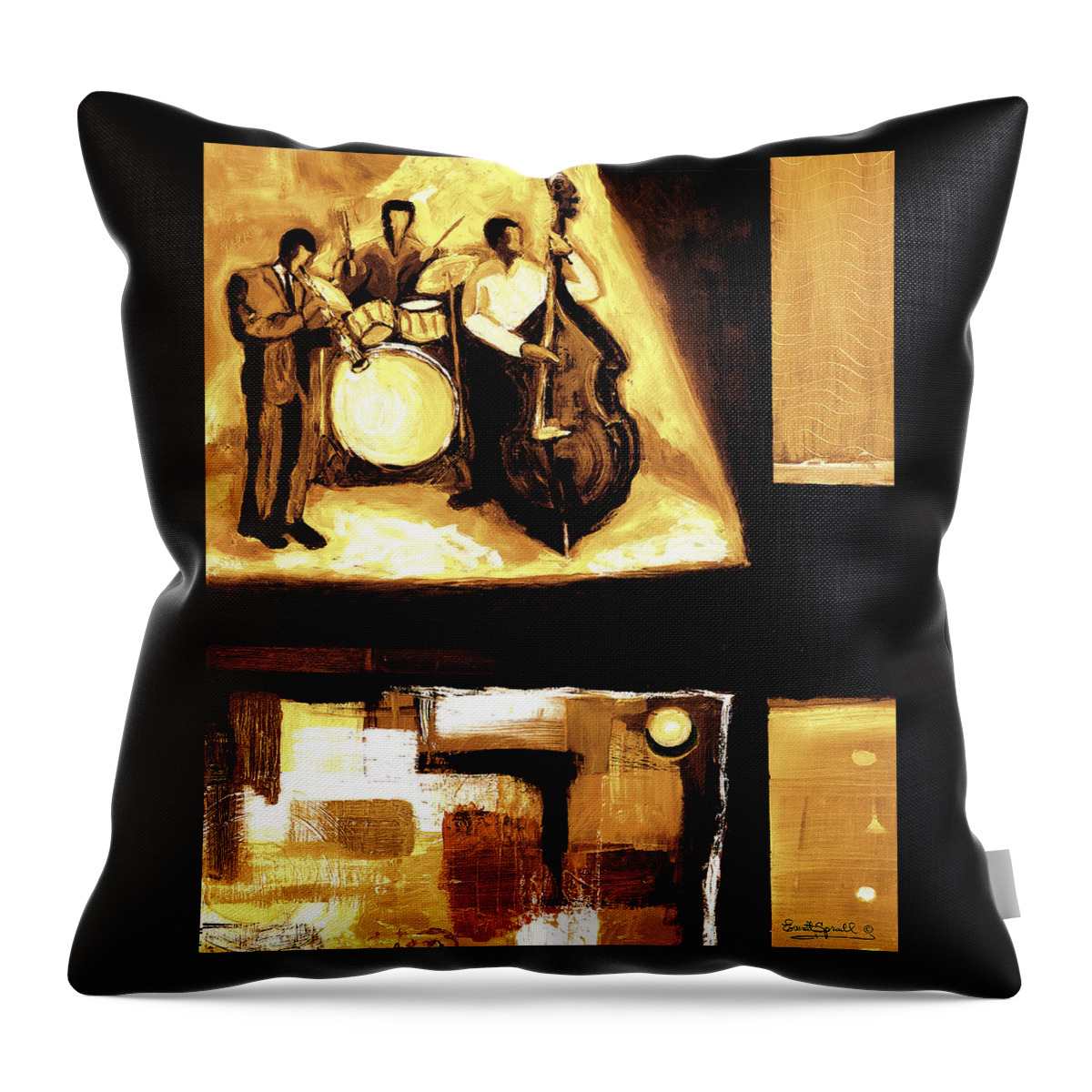 Everett Spruill Throw Pillow featuring the painting Modern Jazz Number Two by Everett Spruill