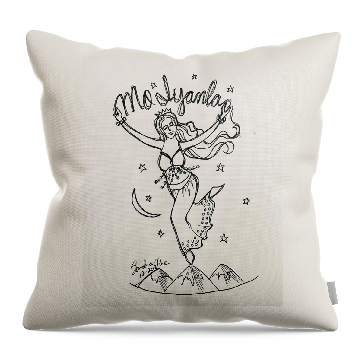 Moira Throw Pillow featuring the painting MoIyanla Dancin High Up On the Mountain by Sandra Dee