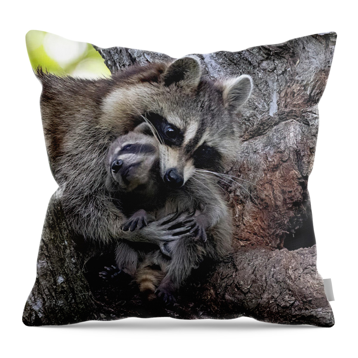 Animal Throw Pillow featuring the photograph Mom Keeps Me Safe by Gina Fitzhugh