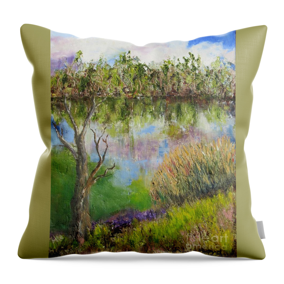 Lake Throw Pillow featuring the painting Moments By The Lake by Lisa Boyd