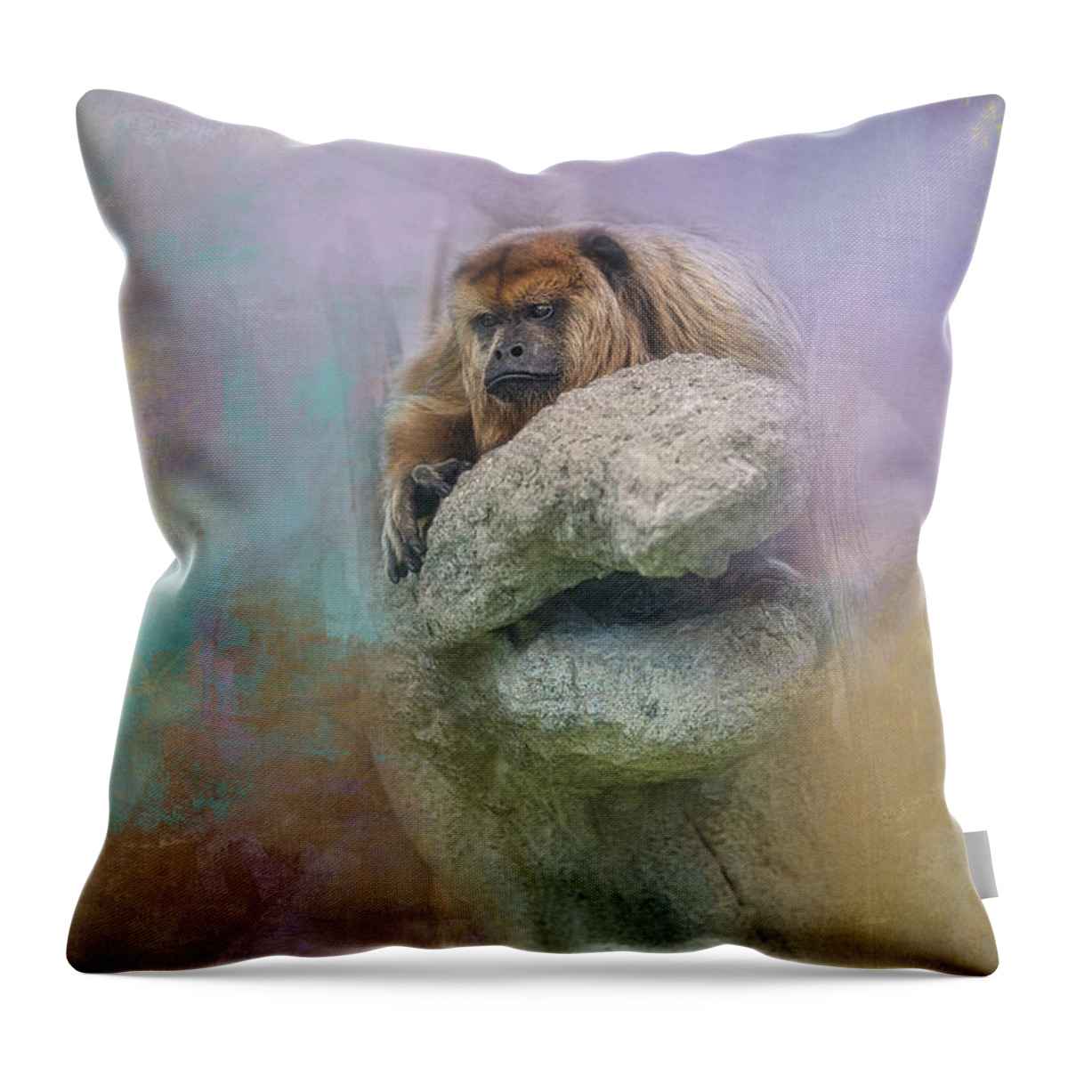 Monkey Throw Pillow featuring the digital art Monkey captured with texture by Amy Dundon