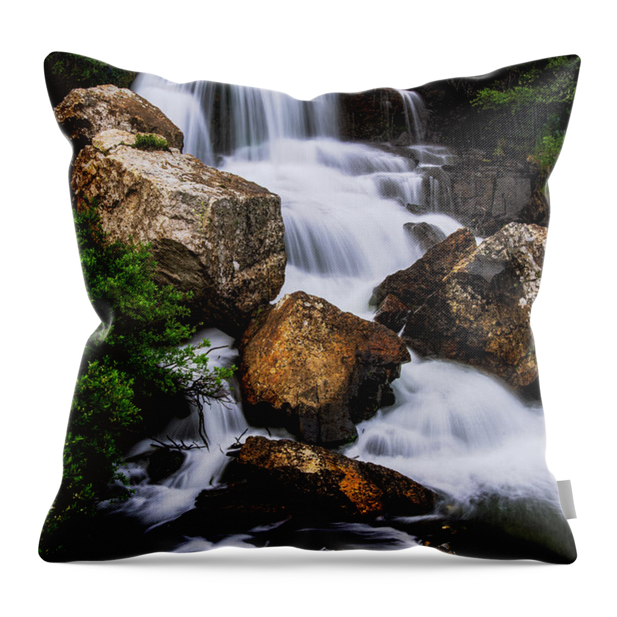 Monte Cristo Creek Falls Throw Pillow featuring the photograph Monte Cristo Creek Falls by Bitter Buffalo Photography