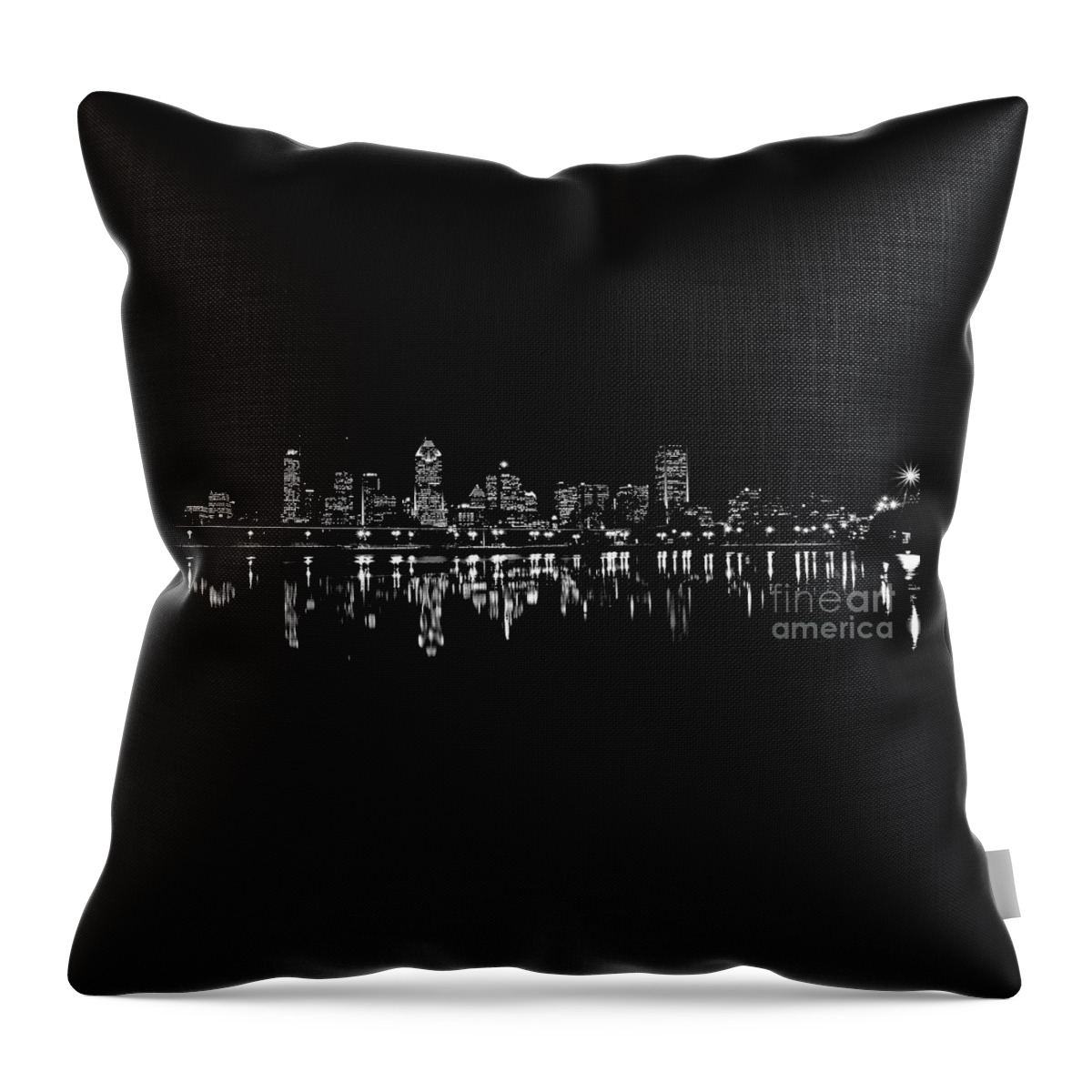  Montreal Throw Pillow featuring the photograph Montreal Skyline by night #2 by Frederic Bourrigaud