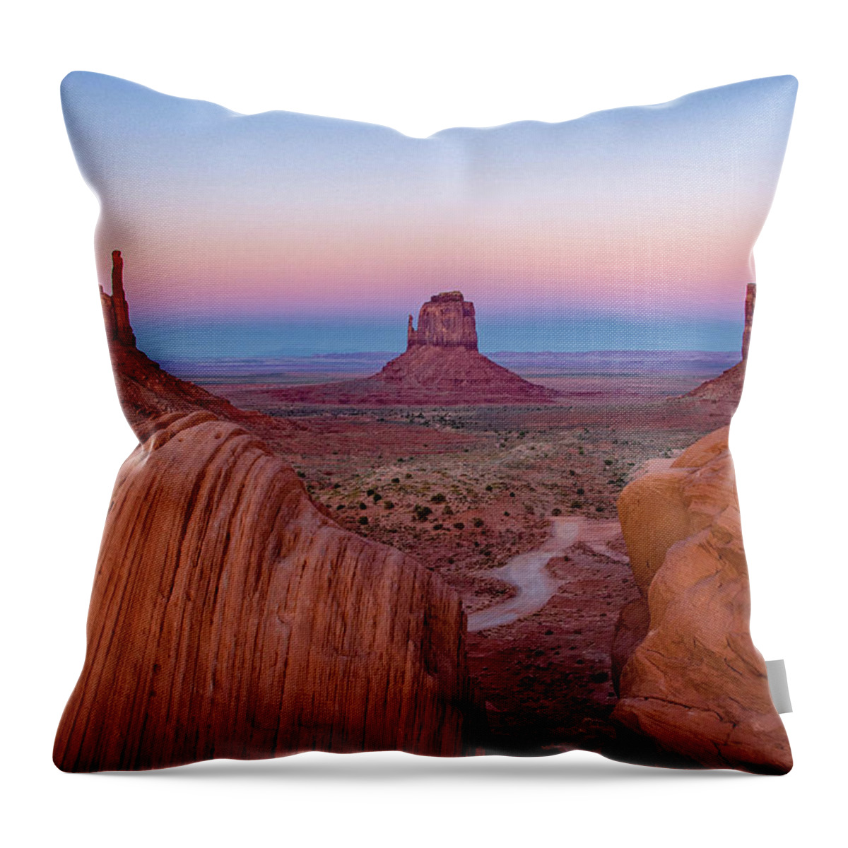 Monument Valley Throw Pillow featuring the photograph Monument Valley Evening by Darlene Bushue
