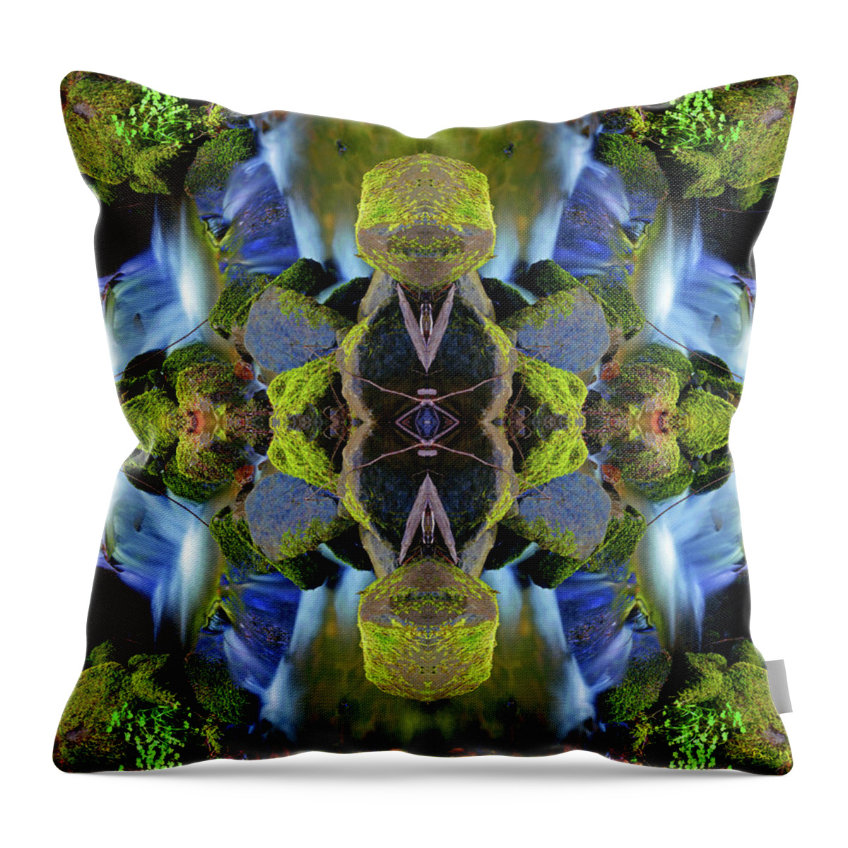 Nature Throw Pillow featuring the photograph Moon Falls Mirror #3 with Horizontal Flip and Saturated Colors by Ben Upham III