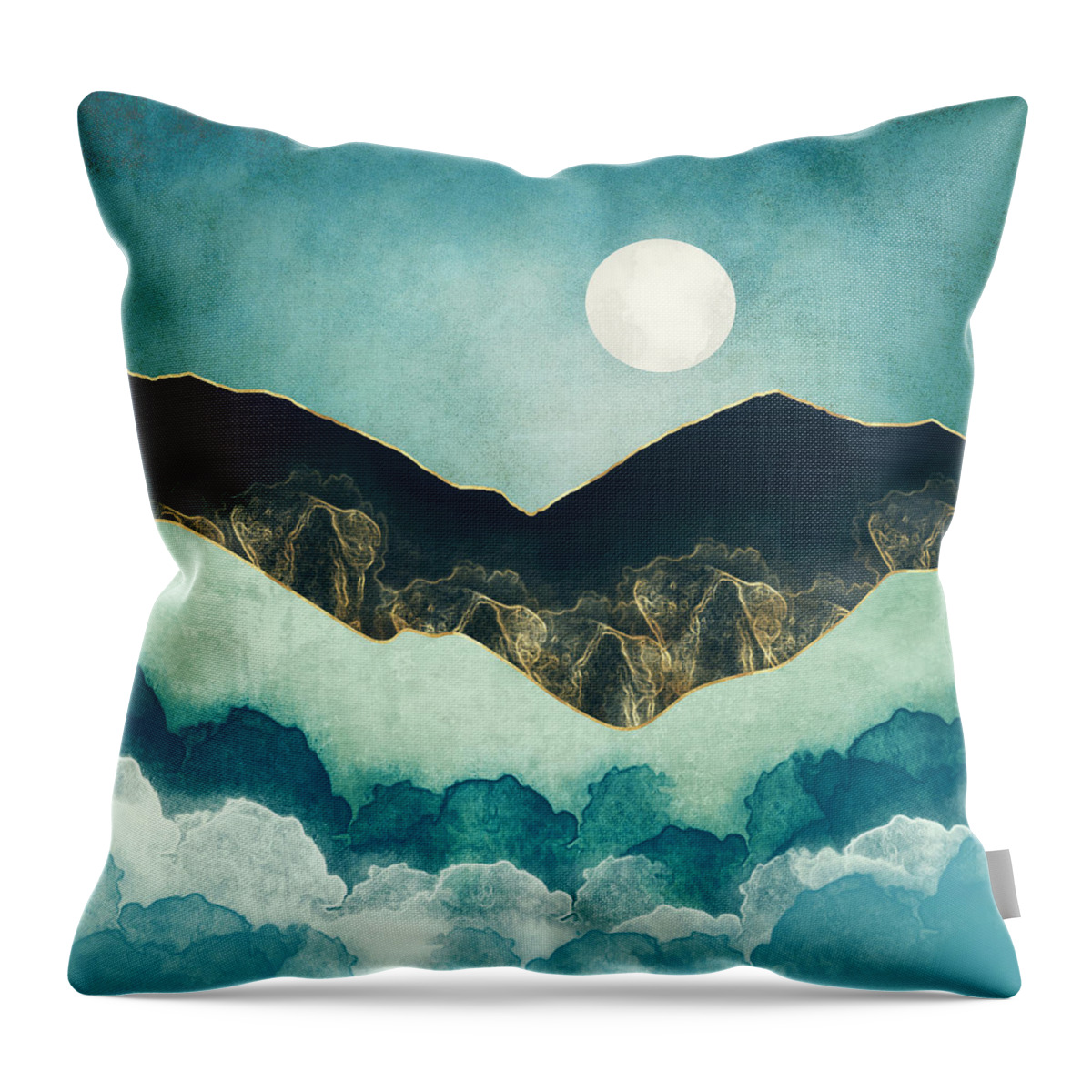 Moon Throw Pillow featuring the digital art Moon Mist by Spacefrog Designs