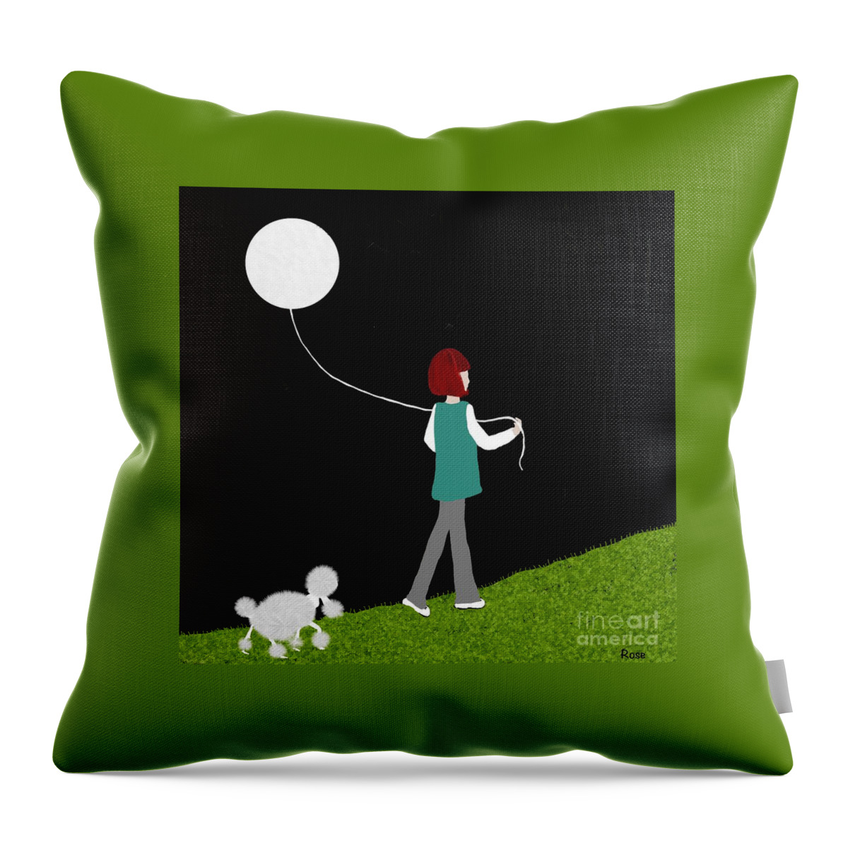 Moon Art Throw Pillow featuring the digital art Moon on a string art by Elaine Hayward