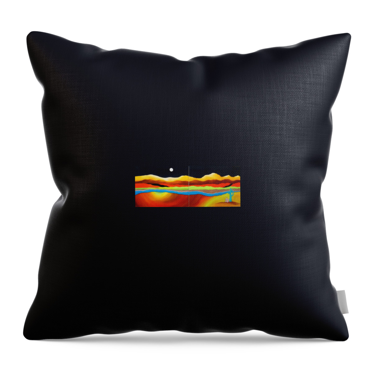 Moon Throw Pillow featuring the painting Moon Over Desert River by Carol Sabo
