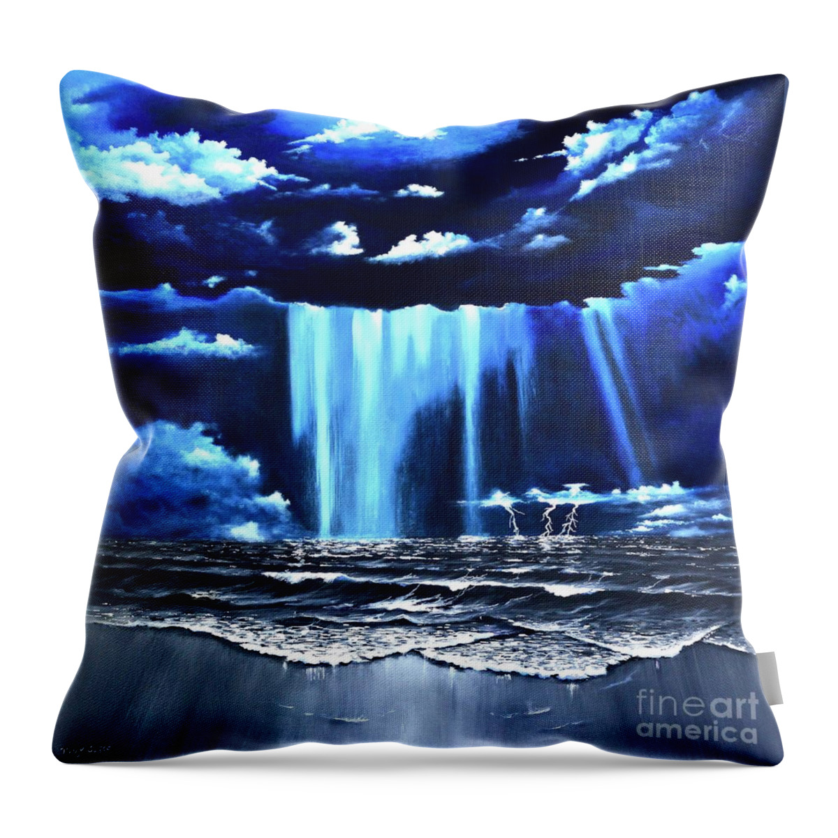 Rain Throw Pillow featuring the painting Moonlight Rain by Mary Scott